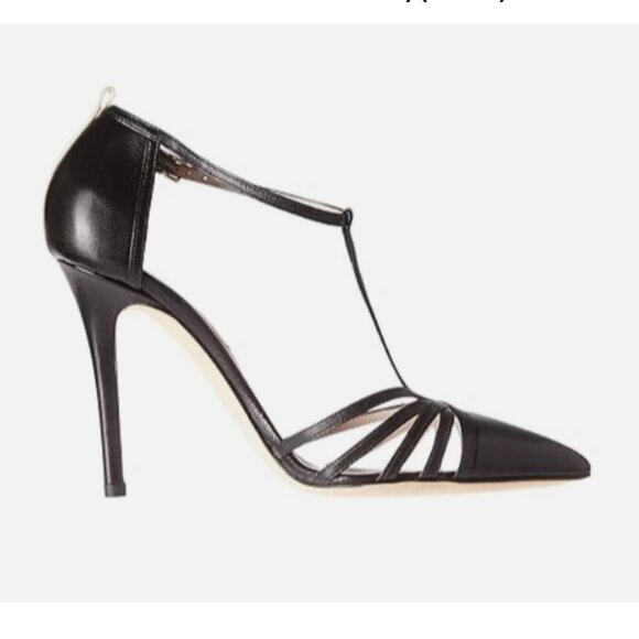 NIB SJP by Sarah Jessica Parker Carrie Black T-Strap Pumps EU 41.5 US 10.5 100mm - Picture 4 of 15